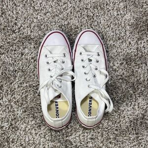 Converse White Sneakers with Red Trim